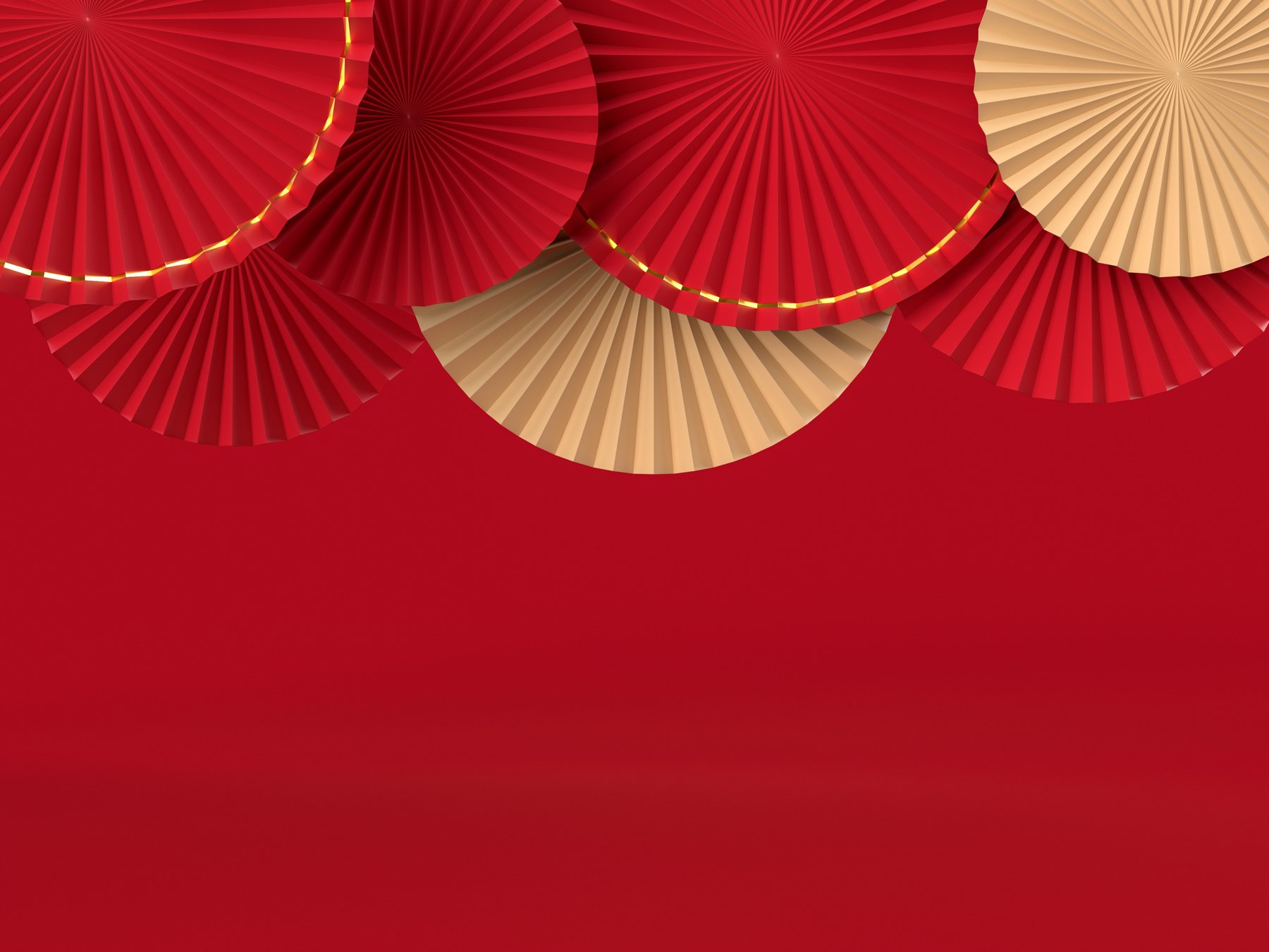 Paper Fan Chinese New Year Decoration with Card Mockup