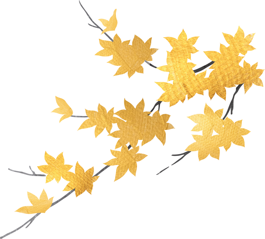 Branch of maple leaves in Japanese style.